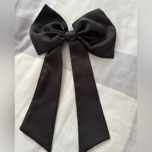 Classic Black Satin Hair Bow Accessory